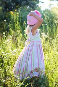 Pembe Çizgili Yazlık Elbise